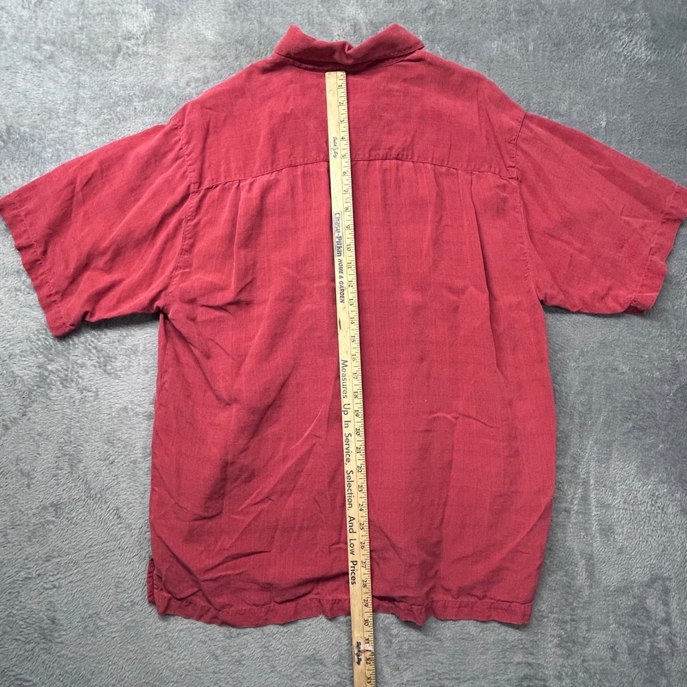 Tommy Bahama Silk Camp Shirt Mens L Red Hawaiian Casual READ Flaw - Picture 5 of 10